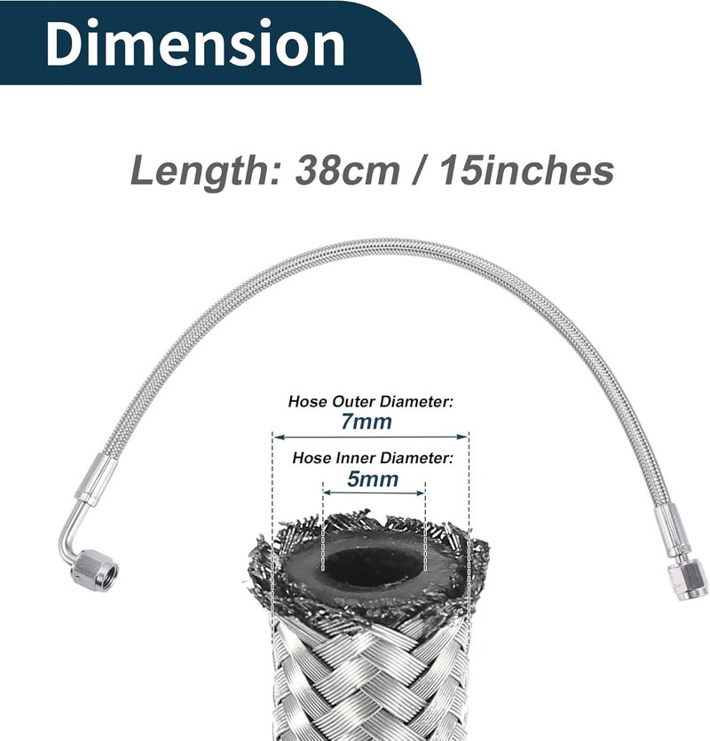 TUCKBOLD AN4 Turbo Oil Feed Line Kit 15" Pressure Remote Turbocharger Oil Drain Return Line with Adapter,Wrench 1 Set - Image 3